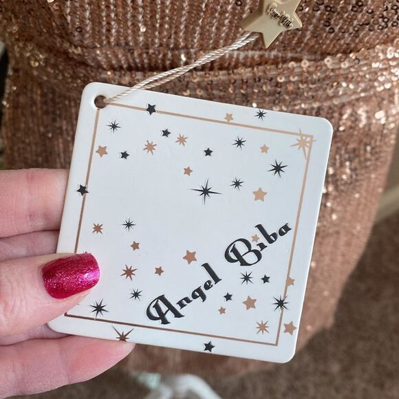 NWT Angel Biba Champagne Sequin
Wrap Mini Dress (Size Small) - Picture 5 of 7